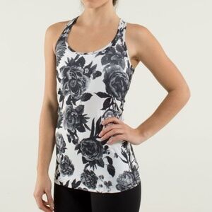 Lululemon Cool Racerback Brisk Bloom Black White Size 4